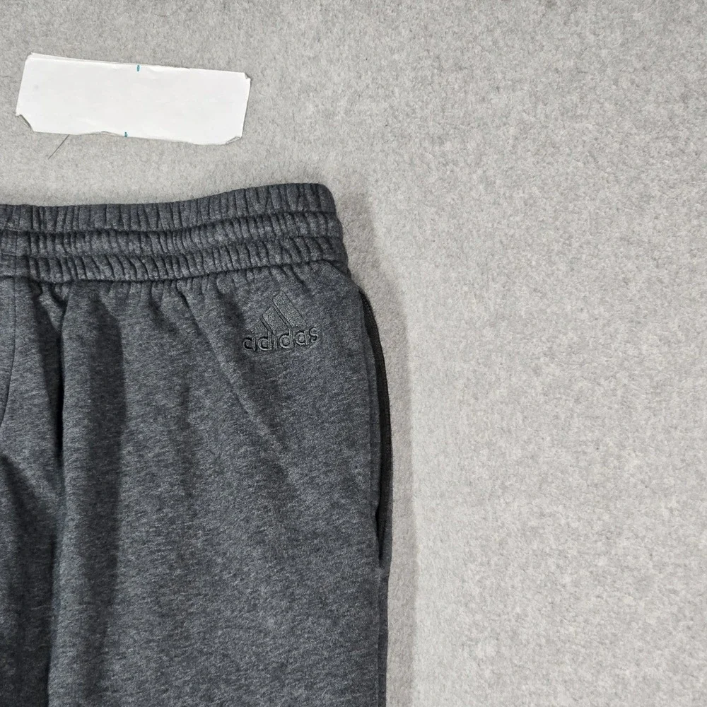 Adidas Men Sweatpants 2XL Gray Tapered Jogger Fleece Logo Activewear 29